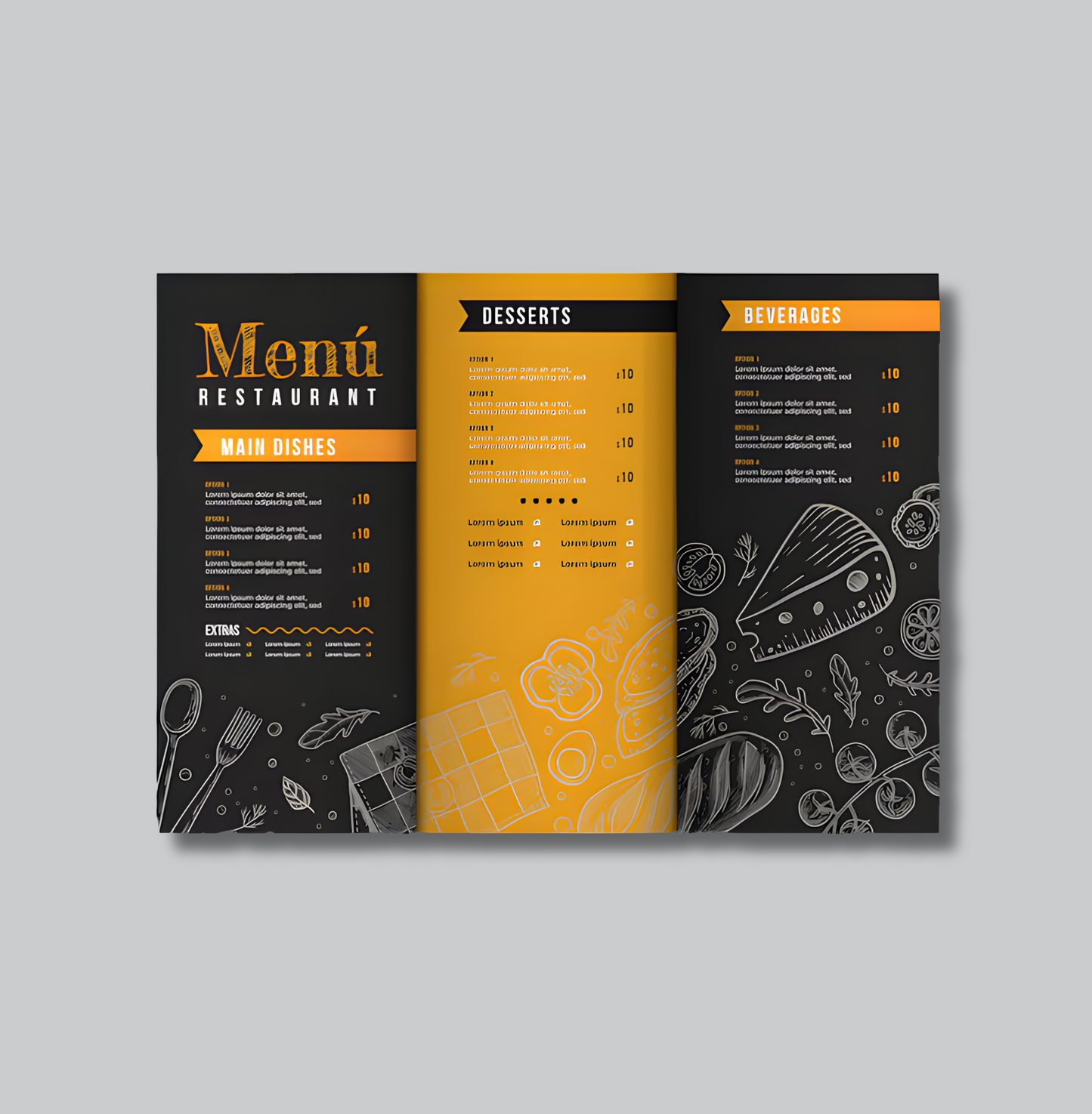 A4 Menus (210x297mm before folding)