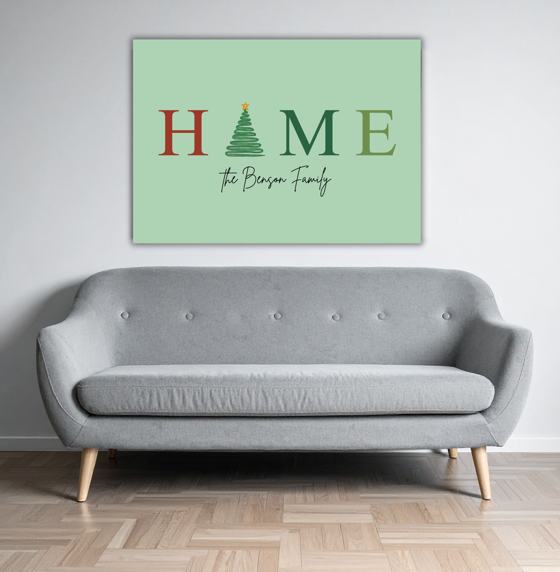 Handcrafted A3 “Home” Christmas Canvas – Personalized with Your Name